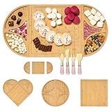 Paris Hilton Tábua De Charcutaria E Conjunto De Servir Tábua De Bambu Magnética E Personalizável Com Utensílios De Queijo Conjunto De 7 Peças Rosa