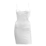 Parliky 1 Unidade Vestido De Alças Vestido Colante Blusas Elegantes Femininas Vestido Da Bainha Vestido Recortado Vestido De Vestido De Verão Mulheres Escavar Branco Algodão