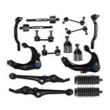 PartsW Kit De Suspensão Dianteira E Traseira De 16 Peças Extremidades De Barra De Direção Interna E Externa Foles Braços De Controle Superiores E Inferiores Com Juntas Esférica 