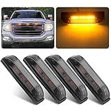 Partswcgg Kit De Luzes Marcadoras De Grade Frontal De LED âmbar Fumado 4 Peças Grade Central De LED Completa Luzes De Corrida Posição Seladas 9 LEDs Compatíveis Com Luzes Marcadoras