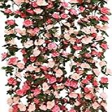 PARTY JOY 5 Peças Guirlanda De Flores De 1 2 M Flores Artificiais De Videira De Rosa Falsa Cestas Suspensas De Hera De Rosa Decoração De Fundo De Jardim Em Arco De Casamento Rosa 5 