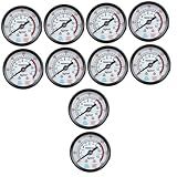 PartyKindom Água 10 Pcs Líquido Medidor De Pressão De 300psi Medidores De Pressão Tanque De Ar Lata De Gás Medidor De Pressão De Óleo Pequeno Tanque De Gasolina Branco Plástico Pequena