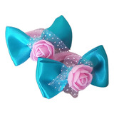 Parzinho De Laços De Cabelo Infantil Com Xuxa Rosa E Azul
