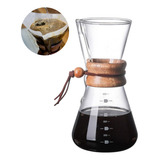 Passador De Café Vidro Tipo Chemex 600ml Com Gola Wood