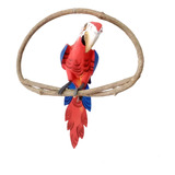 Pássaro Arara Vermelha   Decoração   Asa Fechada Mini 35cm