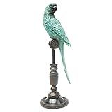 PASSARO DECORATIVO DE RESINA E METAL VERDE AGUA
