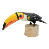 Pássaro Em Madeira Tucano Artesanato Decoração