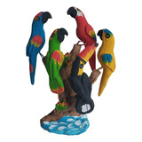 Passaros Ceramica Arranjo Arara Tucano Loro Tronco Enfeite