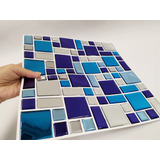 Pastilha Adesiva Resina Geo Azul Metal 29x29 Cm