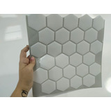 Pastilha Adesiva Resina Hexagonal Branco Fd Cinza 10 Placas