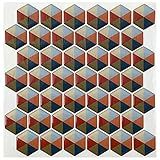 Pastilha Adesiva Resinada Hexagonal Colorido Kit 4 Placas Adesivo 3 M