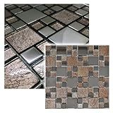 Pastilha De Vidro Para Piscina Cozinha Banheiro Parede Mescla Cromo Prata Cobre Grande 30x30cm La Bella Griffe PRATA 