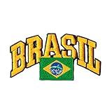 Patch Bordado Bandeira Brasil Escrito BD50107 168 Termocolante Para Aplicar
