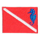 Patch Bordado Bandeira De Mergulho Cavalo Marinho Ad30011