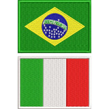 Patch Bordado Bandeira Do Brasil Itália