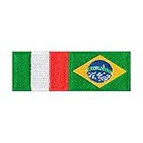 Patch Bordado Bandeira Itália E Brasil BD50279 192 Termocolante Para Aplicar