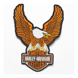 Patch Bordado Harley Davidson Aguia Laranja Hdm014l100a130