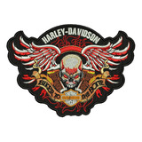 Patch Bordado Harley Davidson Caveira 26x19cm 