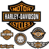 Patch Bordado Harley Davidson Shield Grande E Pequeno 6 Pças