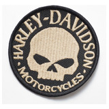 Patch Bordado Harley Davidson Skull Bege