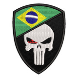 Patch Bordado Militar Caveira Justiceiro Brasil