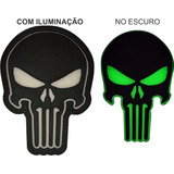 Patch Caveira Justiceiro Emborrachado Neon