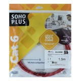 Patch Cord U utp Furukawa Sohoplus Cat6 Cmx 1 5m Vermelho