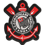 Patch Cortinthians Bordado C Fundo Preto Tam Original 9cm