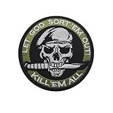 Patch De Ops De Especificação De Boina Faca De Caveira Kill Them All Let God Sort Them Out Remendo Engraçado Meme Moral Gancho E Laço Remendo Militar Para Mochilas Táticas Roupas Jeans Chapéus