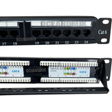 Patch Panel 24 Portas Cat6 Rj45 Rede Utp Com Guia Traseira