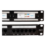 Patch Panel 24 Portas Cat6 Rj45 Utp Rack 19 Certifica Giga