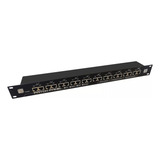 Patch Panel Gigabit Régua Poe 10 Portas 100 1000 12 A 48 V