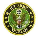 Patch Tático Militar Americano -US ARMY Veteran- - Tamanho Redondo De 8 Cm - Patch Acessório Para Roupas- Jaquetas- Jeans- Boné- Mochilas- Uniforme- Suporte De Veteranos
