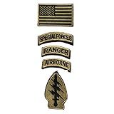Patches Militares- Emblemas Táticos Da Bandeira Americana Special Forces Ranger Com 5 Peças De Gancho E Laço Bordados Morale Patch- Army Green- One Size- 1