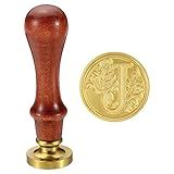 PATIKIL Carimbo De Lacre De Cera Alphabet J Carimbo De Cera De Vedação Com Letra Inicial Clássico Retrô Removível Alça De Madeira Com Cabeça De Latão Para Cartões De Convite De Envelope Estilo 2