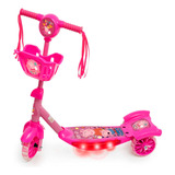 Patinete 3 Rodas Infantil Peppa Pig Cesta Luz Musica