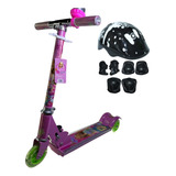 Patinete De Ferro 3 Rodas Barbie Com Luz E Kit Proteção