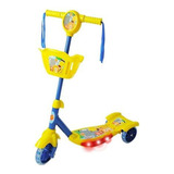 Patinete Dm Toys Com Cesta Floresta Divertida Amarelo E Azul Para Crianças