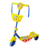 Patinete Dm Toys Com Cesta Floresta Divertida Amarelo E Azul Para Crianças