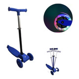 Patinete Infantil 3 Rodas Com Luz De Led Menino Menina 50kg Cor Azul