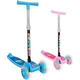 Patinete Infantil 3 Rodas Dobrável Com Luzes LED Altura Regulável Criança Menino Menina