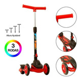 Patinete Infantil 3 Rodas E Freio Radical Dobrável Power Cor Vermelho Preto verm