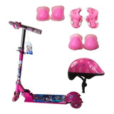 Patinete Infantil 3 Rodas Led Fozen Kit Proteção 