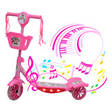 Patinete Infantil 3rodas Toys Musical Luzes Led Cesto Freio