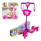Patinete Infantil Criança 3 4 5 6 Anos Menina Rosa C Música