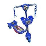 PATINETE INFANTIL CRIANÇA MUSICAL COM LUZ E CESTA SCOOTER COM 3 RODAS AZUL