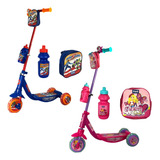 Patinete Infantil De Criança 03 Rodas Com Garrafinha E Bolsa