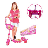 Patinete Infantil Feminino 3 Rodas Musical