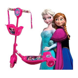 Patinete Infantil Frozen Menina Rosa Com Cesta Musical