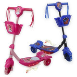 Patinete Infantil Luzes Sons 3 Rodas Até 60kg Cesta Criança
